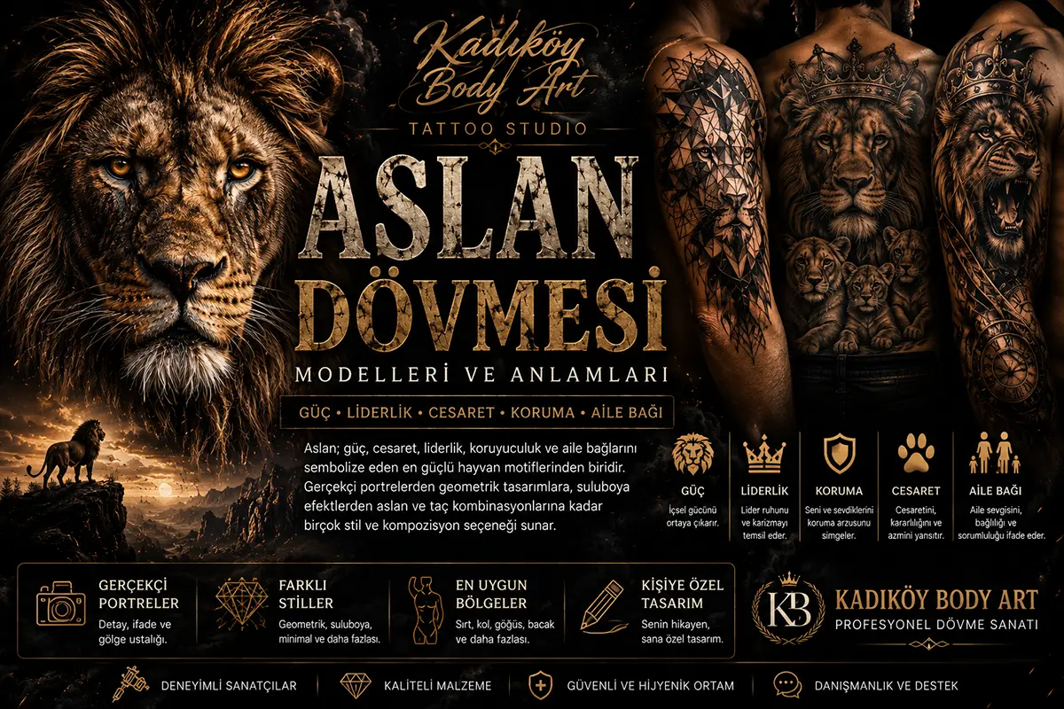 Kadıköy Body Art aslan dövmesi modelleri ve anlamları rehberi kapak görseli