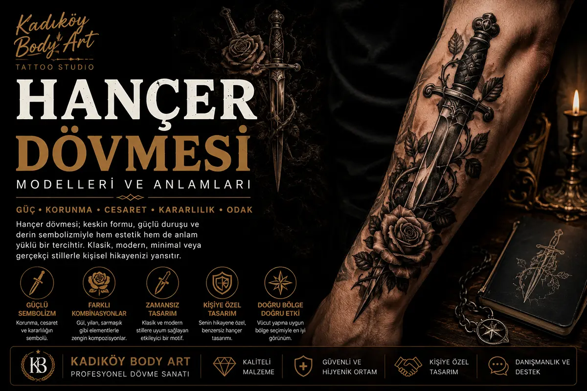 Kadıköy Body Art hançer dövmesi modelleri ve anlamları rehberi kapak görseli