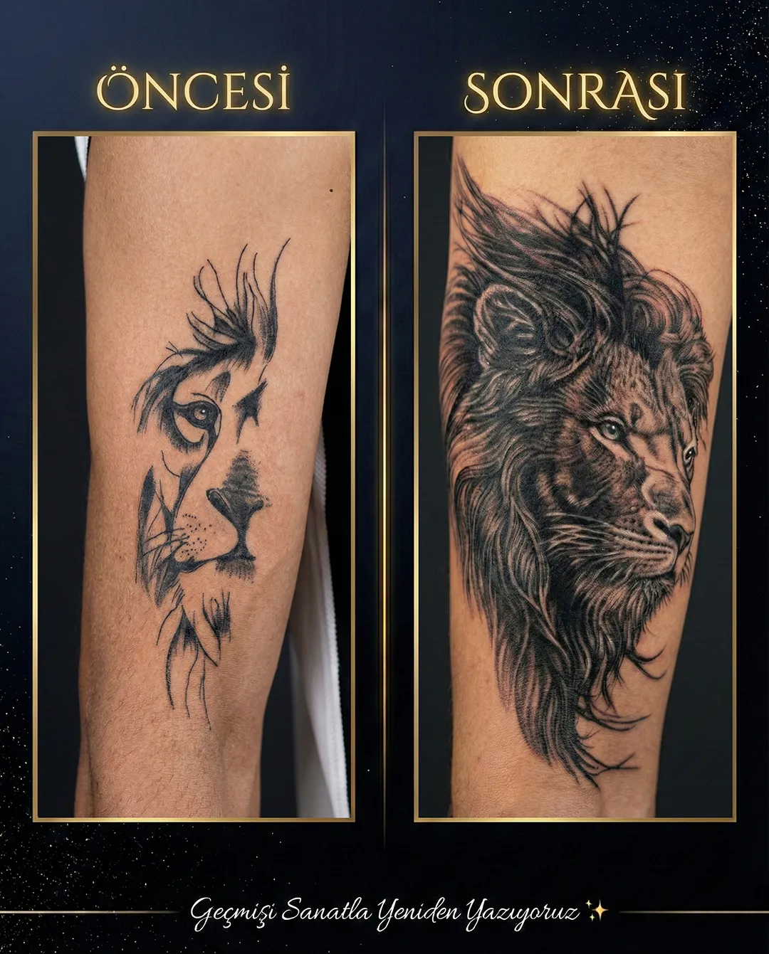 Aslan dövmesi yenileme ve rework