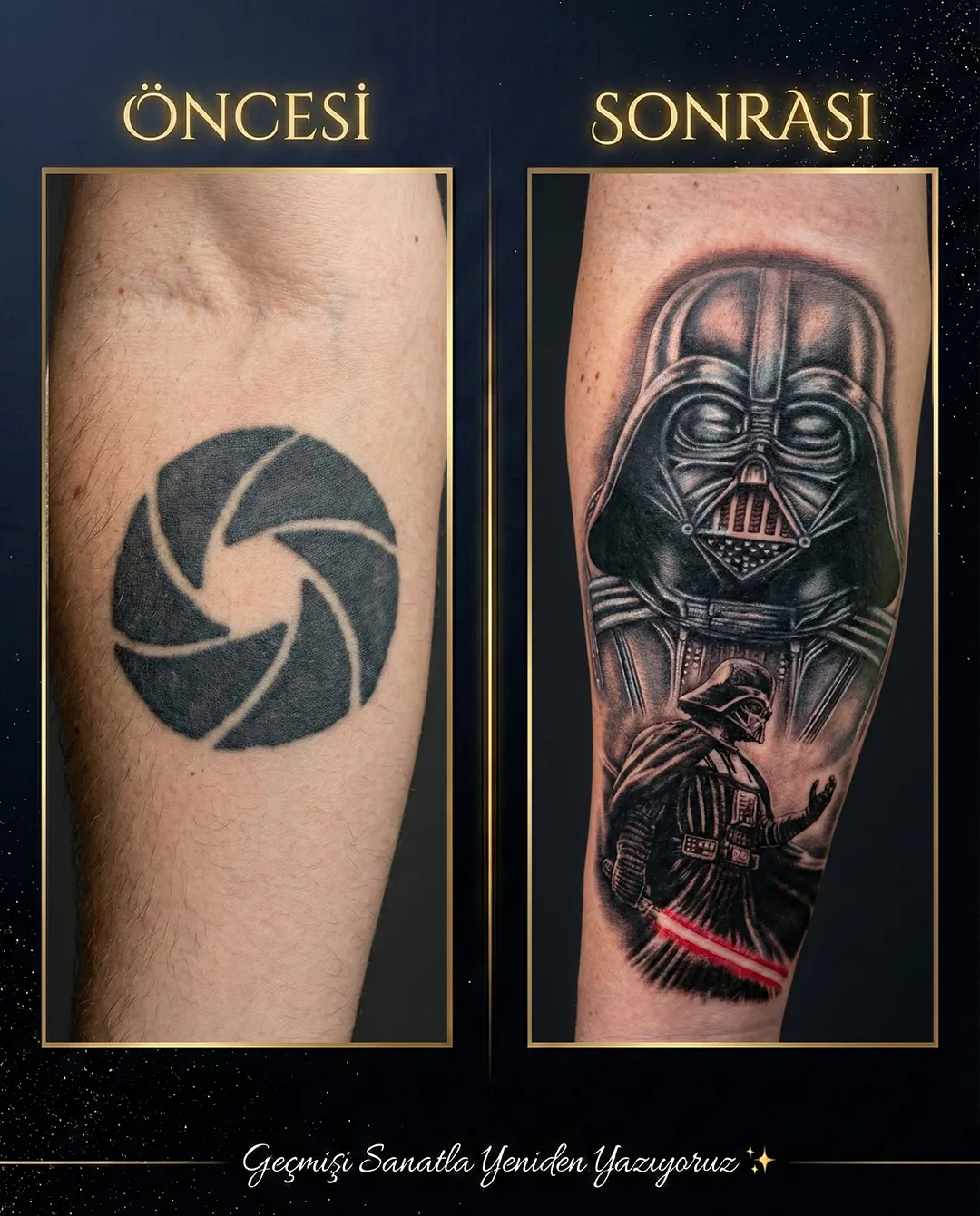 Darth Vader temalı dövme kapatma