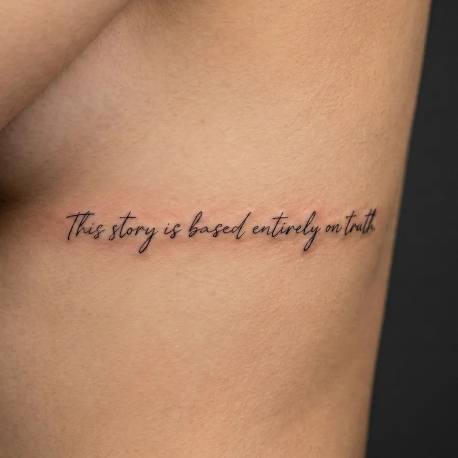 Kadıköy Body Art ince çizgi yazı dövmesi, kaburga bölgesi fine line tattoo