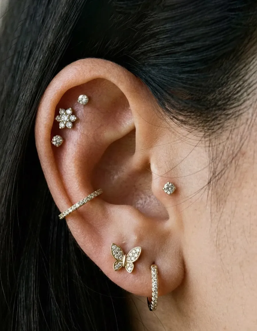 Kadıköy Body Art ear curation kulak piercing kombinasyonu