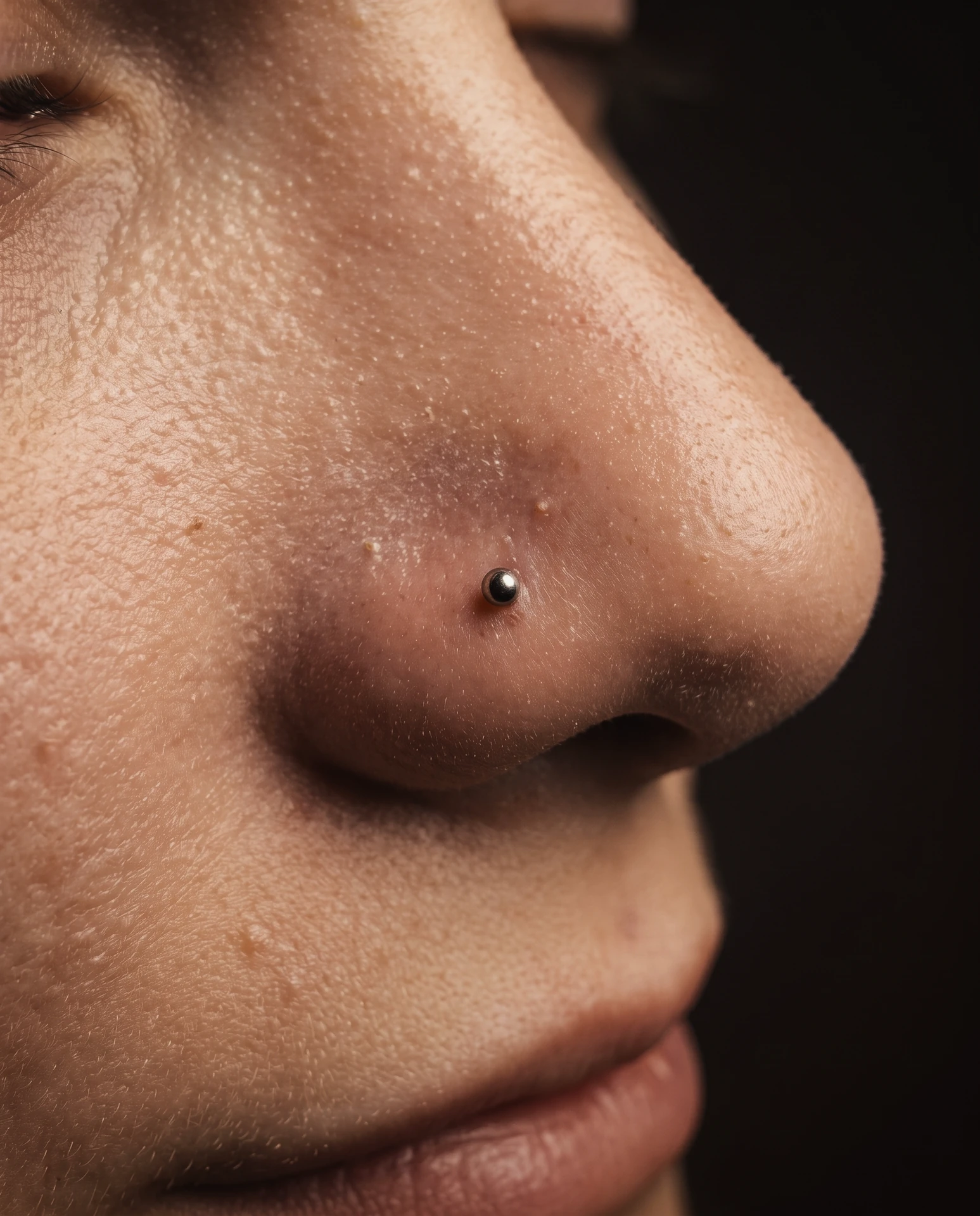 Minimal nostril piercing uygulaması