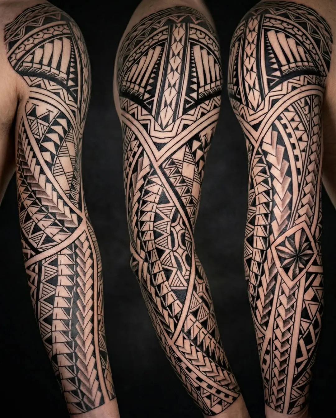 Tam kolda Polinezya Maori dövme kompozisyonu